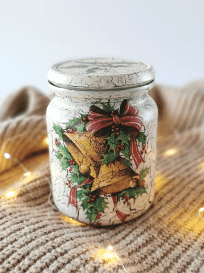 Słoik świąteczny decoupage – dzwonki